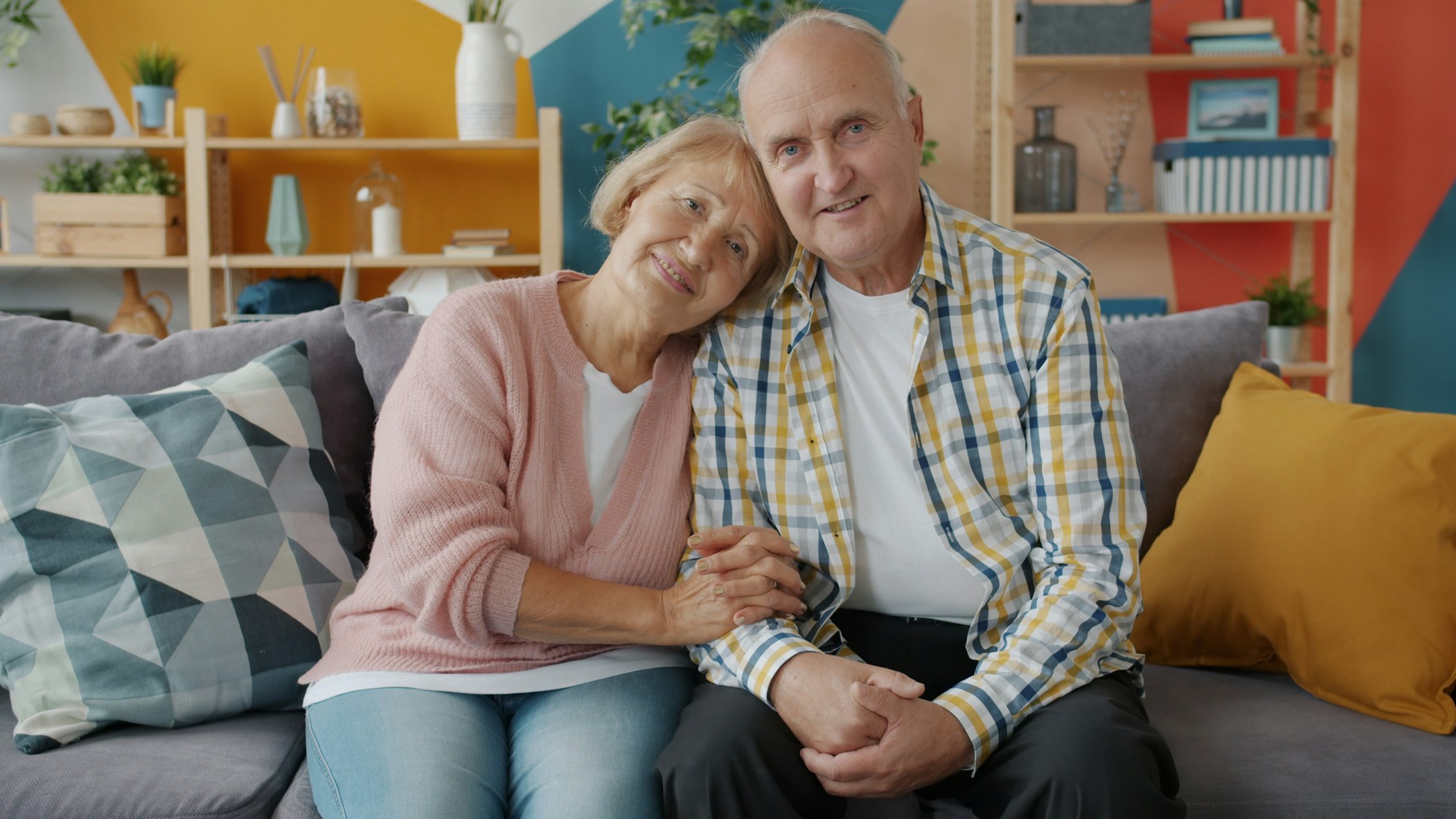 A happy senior couple smiling together